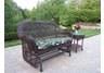 Resin Wicker Double Glider and Side Table 2pc Set with Cushion.