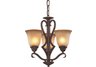 3 Light Chandelier In Mocha And Antique Amber Glass