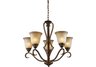 5 Light Chandelier In Mocha And Antique Amber Glass