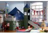 Boys Blue & Green Twin Tent Bunk Bed with Slide
