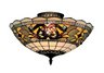 Tiffany Buckingham 3-Light Semi Flush in Vintage Antique with Tiffany Style Glass