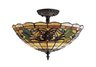 Tiffany Buckingham 3-Light Semi Flush in Vintage Antique with Tiffany Style Glass