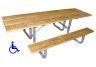 wood picnic table, steel picnic table