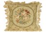 beige floral needlepoint pillow