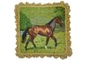 brown horse equestrian needlepoint pillow