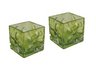Set of 2 Daisy Hurricane Glasses - Lime Green
