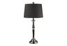 Monaca Table Lamp in Black Nickel and Chrome with Slate Grey Shade and Dark Grey Liner