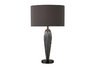 Carmichael Table Lamp in Steel Smoked Glass and Black Nickel with Oval Slate Grey Shade and Dark Gre