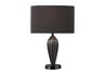 Carmichael Table Lamp in Steel Smoked Glass and Black Nickel with Oval Slate Grey Shade and Dark Gre