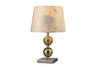 Sharon Hill Table Lamp in Green Smoked Glass and Polished Nickel with Off-White Shade and Patterned 