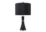 Sanyan Table Lamp in Gloss Black with Black Faux Silk Shade and Silver Faux Silk Liner