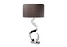 Morgan Table Lamp in Chrome with Grey Faux Silk Shade and Grey Liner, Solid Brass Construction