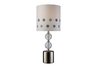 Fairfield Table Lamp in Chrome and Clear Glass with Turquoise Printed on White Shade