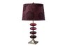 Vidrio Table Lamp in Brushed Steel and Plum Blown Glass with Plum and Black Flocking Shade with Lila
