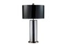 Shreve Table Lamp in Mirror and Black Nickel with Oval Black Patent Shade and Silver Liner