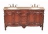 Alexandria Double Sink Bathroom Vanity with Travertine Marble Top