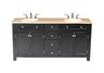 Vesta Double Sink Vanity with Travertine Marble Top