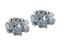 S/2 Glass Rose Votive Holders-White&Silver