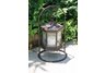 Six sided brown table top solar lantern with clear glass