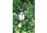 Six sided, frosted glass, brown solar lantern with shepherd's hook pole