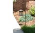 Six sided, clear glass, brown solar lantern with shepherd's hook pole