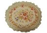 Large Oval Floral Rose Needlepoint Pillow