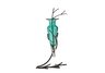 Amphora Vase on Twig Stand - Aqua