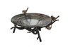 Round Glass Plate on Iron Stand w/Birds & Leaves