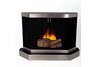 Oakland SunJel Fireplace with Split Cedar Log &amp; Nickel Trim