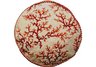Round Red Coral Needlepoint Pillow