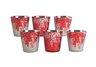 Set of 6 votives with leaf sillouette Red