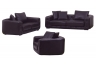 3-Piece Leather Living Room Set - Chocolate
