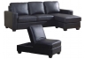 2-Piece Sofa Set - Black Leather
