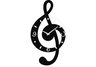 Wooden and Glass musical clef wall clock