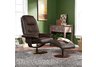 Brown Leather Recliner and Ottoman