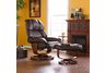 Cafe Brown Leather Recliner and Ottoman
