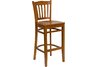 Vertical Slat Back Wooden Bar Stool | Cherry Finished