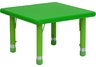 24'' Square Height Adjustable Green Plastic Activity Table